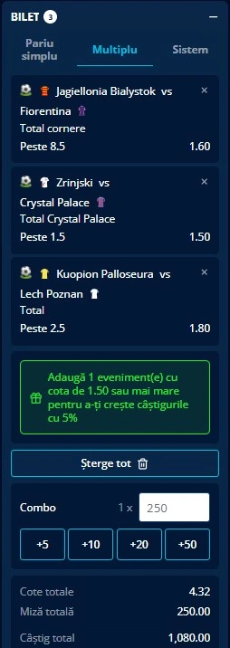 Biletul zilei din Conference League 19 februarie 2026