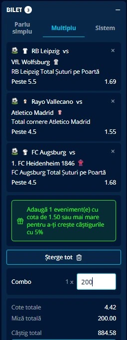 Biletul zilei din fotbal 15.02.2026