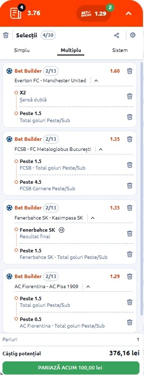 Biletul zilei din fotbal 23 februarie 2026