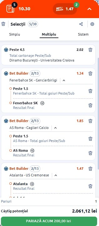 Biletul zilei din fotbal 9 februarie 2026