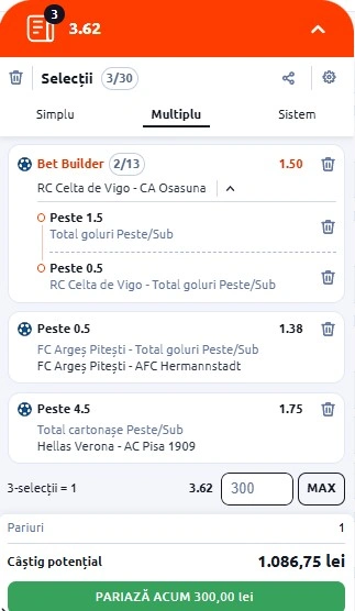 Biletul zilei din fotbal la Betano 6 februarie 2026