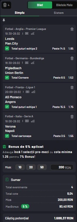 Biletul zilei din Pariuri Speciale 28.02.2026