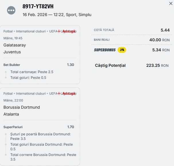 Biletul zilei din Superpariuri 17 februarie 2026