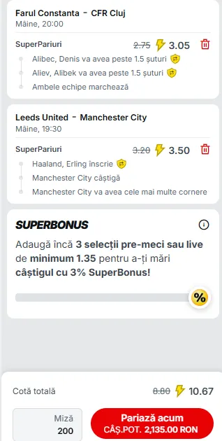 Biletul Zilei la Superbet cotă 10