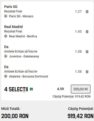 Biletul Zilei la Unibet format cu AI