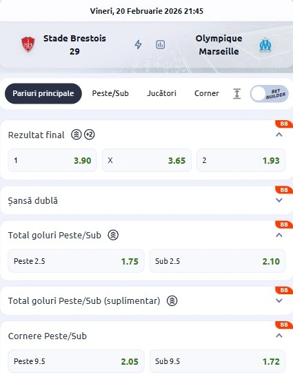 Cote pariuri Brest - Marseille