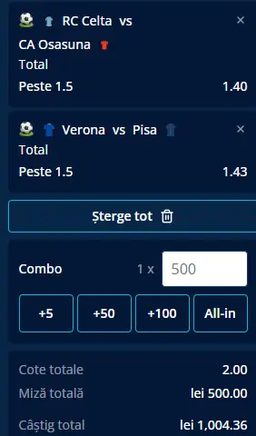 Cota 2 pe goluri azi 06.02