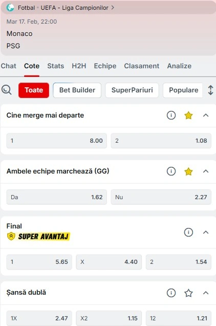 Cote pariuri AS Monaco vs PSG de la Superbet