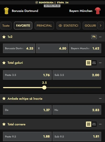 Cote pariuri Dortmund - Bayern de la Don
