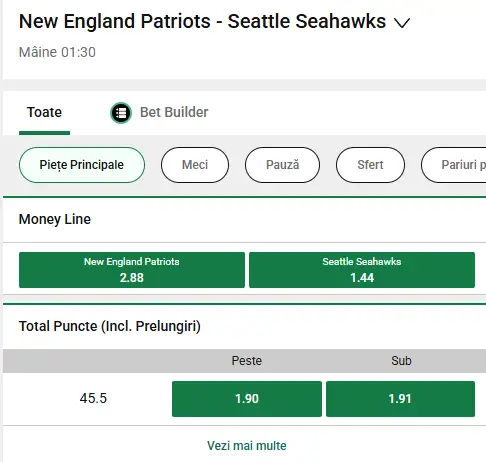 Cum arată cotele pentru Super Bowl 2026, la Unibet?