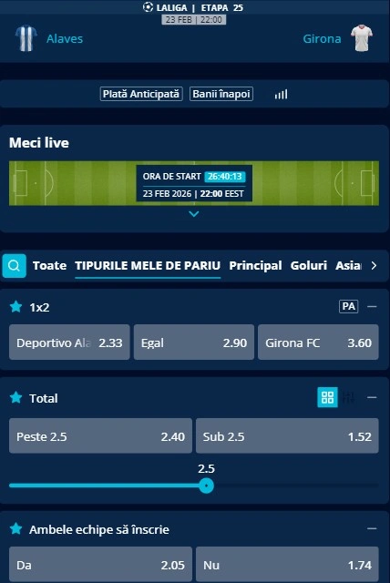 Cote pariuri Deportivo Alaves - Girona
