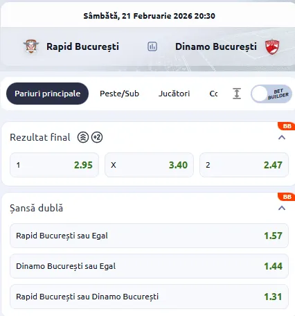 Dinamo este favorită la Betano