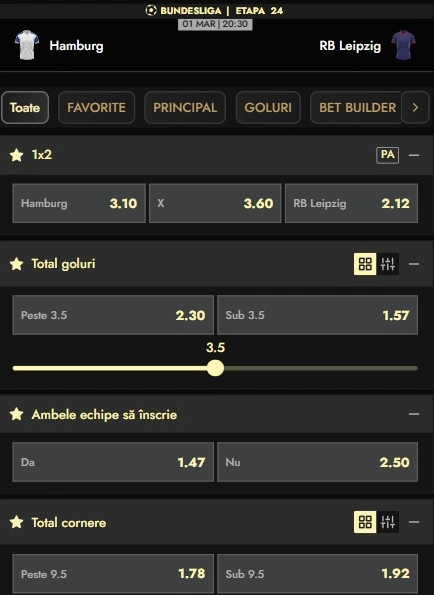 Cote pariuri Hamburger SV vs RB Leipzig