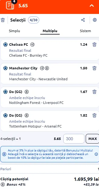 Biletul Etapei Premier League