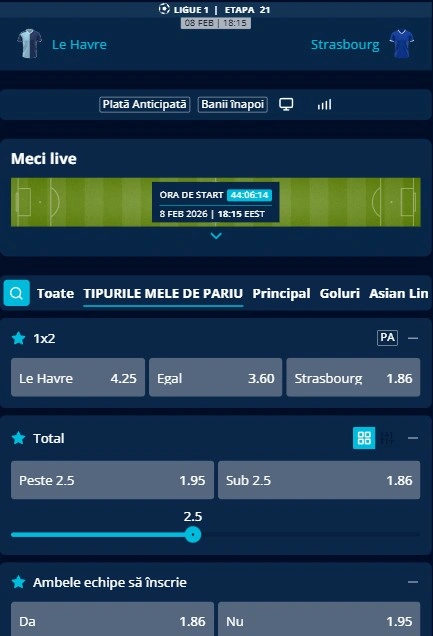 Cote pariuri Le Havre - Strasbourg