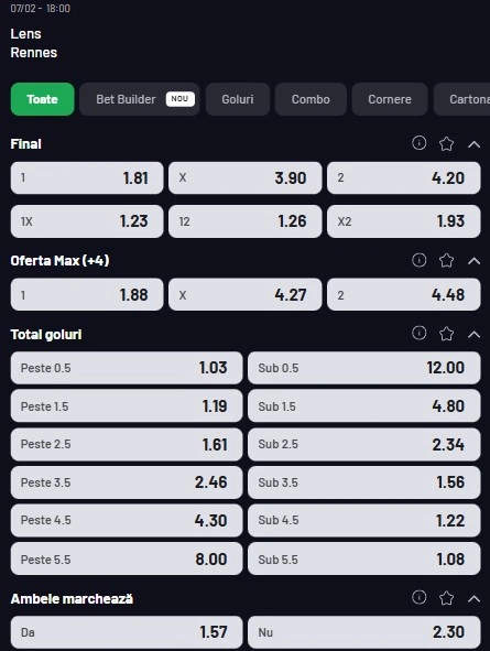 Cote pariuri Lens vs Rennes
