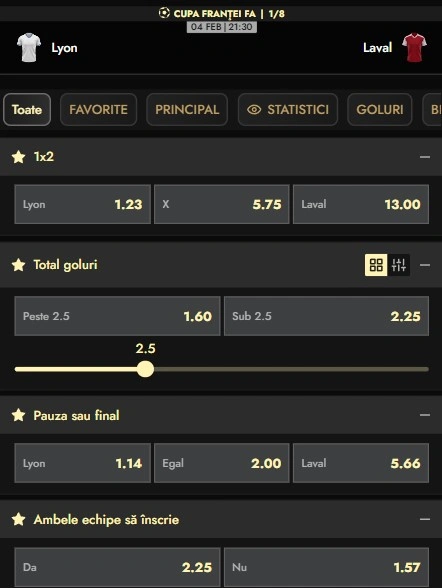 Cote pariuri Lyon vs Laval
