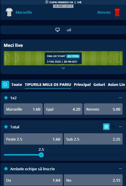Cote pariuri Marseille vs Rennes