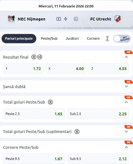 Cote pariuri Nijmegen - Utrecht