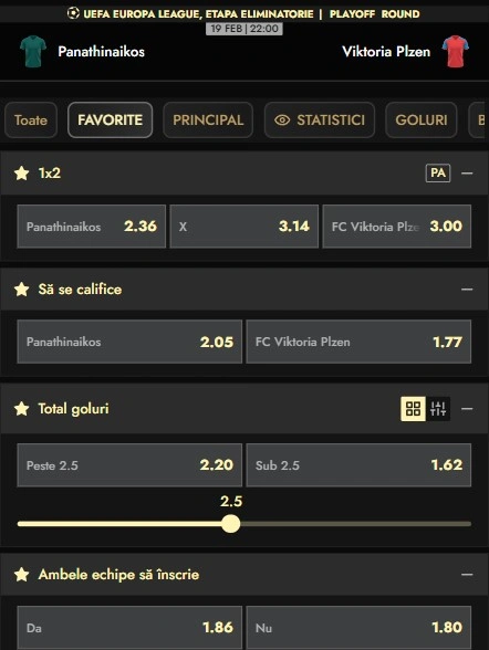 Cote pariuri Panathinaikos - Plzen