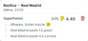 Pariuri Speciale Benfica - Real Madrid