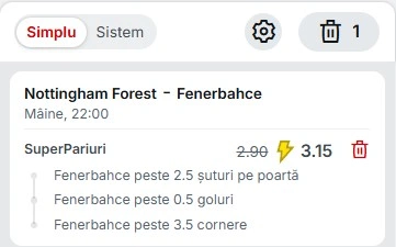 Pariuri speciale Nottingham Forest vs Fenerbahce