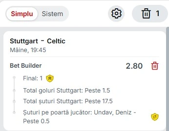 Pariuri speciale Stuttgart - Celtic