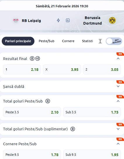 Cote pariuri RB Leipzig - Dortmund