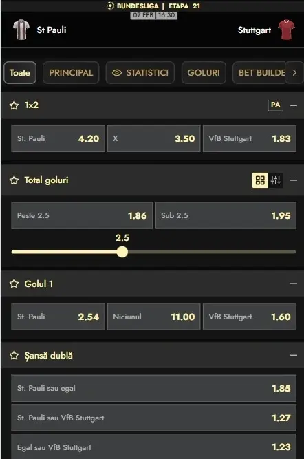 Cote pariuri St Pauli - Stuttgart