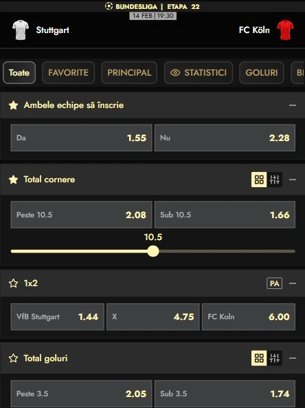 Cote pariuri Stuttgart vs FC Koln