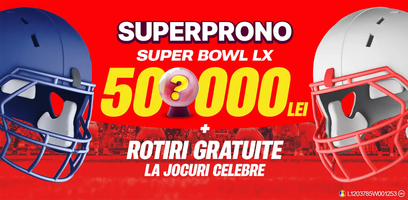 SuperProno Super Bowl LX aduce Rotiri Gratuite și un fond total de premiere de 50.000 RON