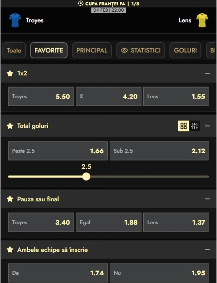 Cote pariuri Troyes - Lens