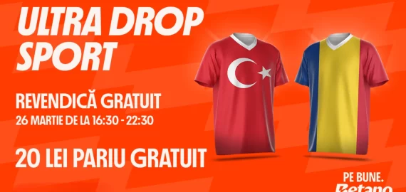 Betano oferă 20 Lei Pariu Gratuit pentru meciul Turcia vs România, disponibil pentru toți jucătorii