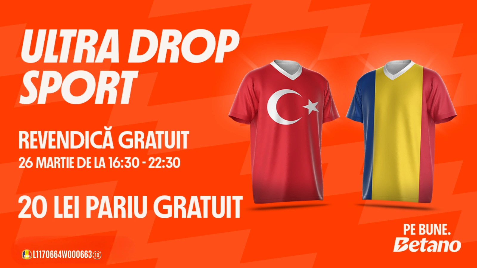Betano oferă 20 Lei Pariu Gratuit pentru meciul Turcia vs România, disponibil pentru toți jucătorii