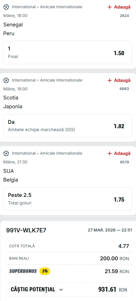Biletul Zilei Superbet din 28 martie 2026