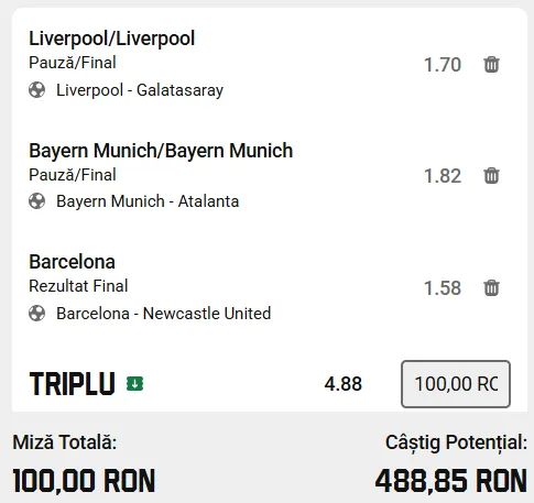 Biletul Zilei Unibet din Champions League 18.03.2026