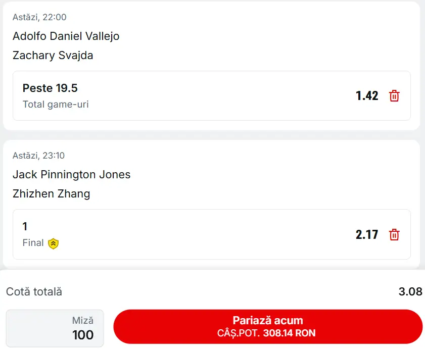 Biletul zilei ATP Houston 2026 Open la Superbet - ”over” la game-uri la Vallejo vs Svajda și surpriza britanicului