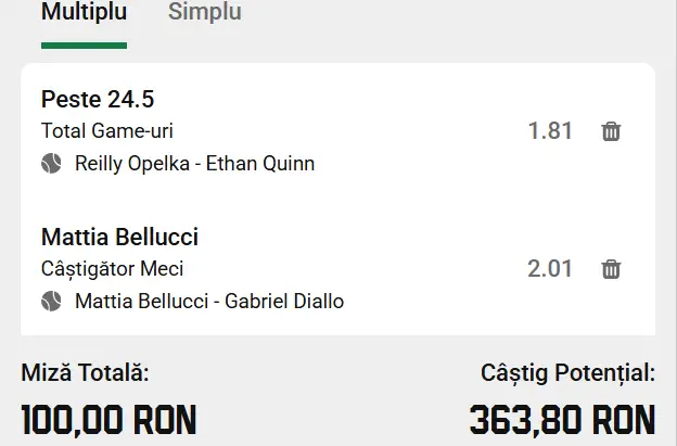 Biletul zilei ATP Indian Wells pe total game-uri și Bellucci 04 martie 2026