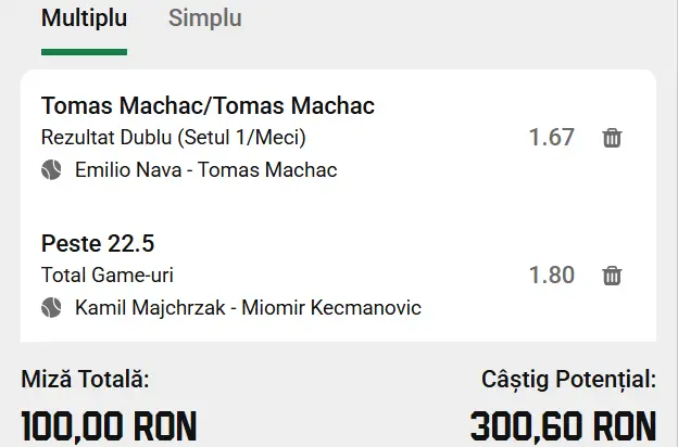 Biletul zilei ATP Miami 2026 Open la Unibet - mizăm pe cehul Machac și pe un ”over” la game-uri