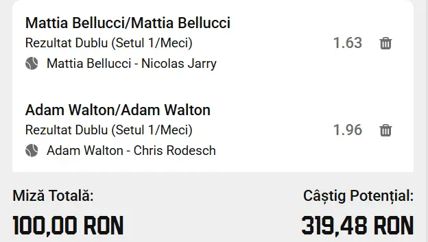 Biletul zilei ATP Miami Open 2026 - mizăm pe forma de moment mai bună a lui Adam Walton și Mattia Bellucci