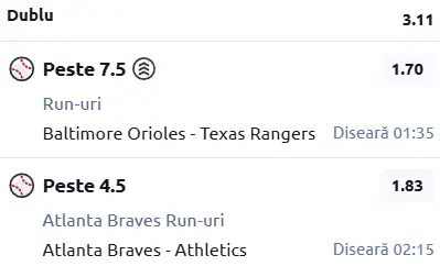 Biletul zilei Baseball 01.04.2026