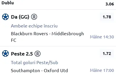 Biletul zilei Fotbal 21 Martie 2026