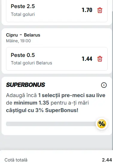 Biletul zilei Fotbal 26 Martie 2026