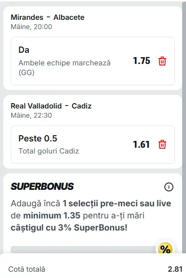 Biletul zilei Fotbal 31 Martie 2026