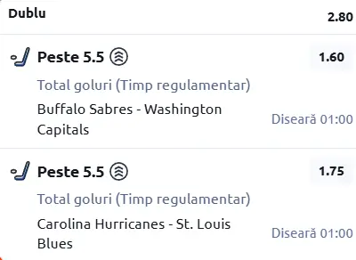 Biletul zilei Hochei 13 Martie 2026