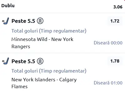 Biletul zilei Hochei 15 Martie 2026