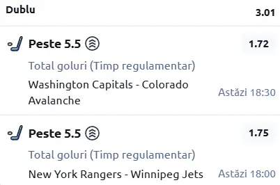 Biletul zilei Hochei 22 Martie 2026