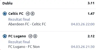 Biletul zilei fotbal 04.03.2026