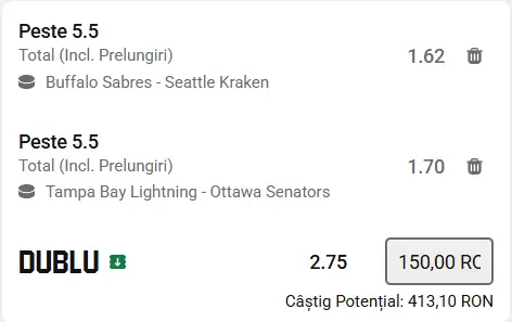 Biletul zilei hochei 28 Martie 2026