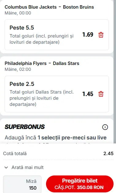 Biletul zilei hochei 30 Martie 2026